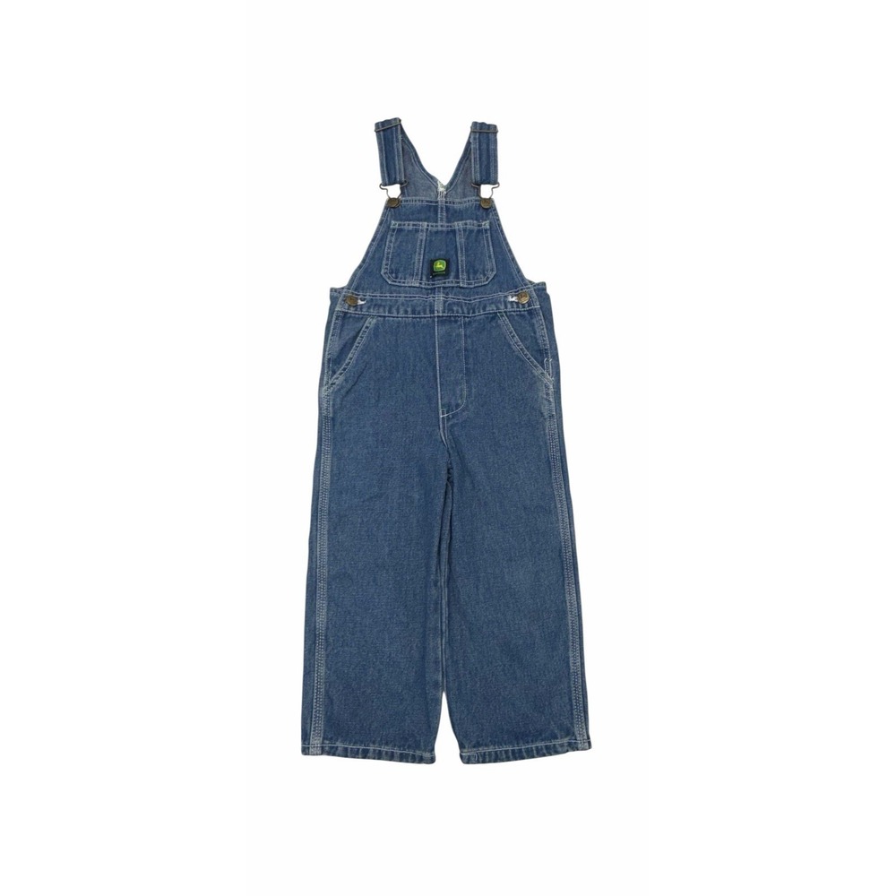 John Deere Overalls Toddler 4T Blue Casual Medium Wash Cotton Denim